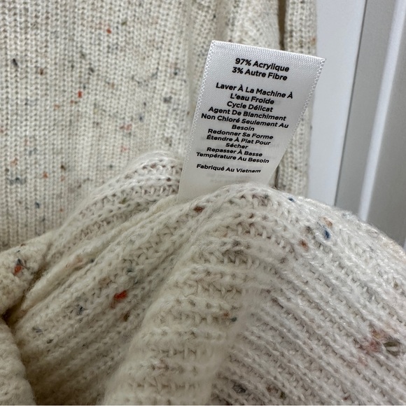 Talbots Half Zip Mockneck Pullover Speckled Off White Quarter Zip with Pocket - Picture 10 of 10